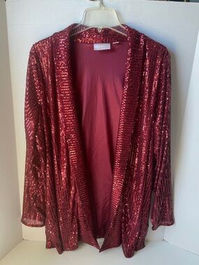 Jingle Belles By Kim Gravel  Women's Size XL  Sequin Mesh Cardigan Christmas
